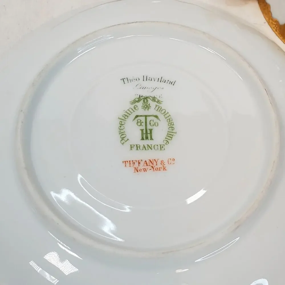Antique Tiffany & Co NY Theodore Haviland Limoges Porcelain Bouillon Cups Saucer